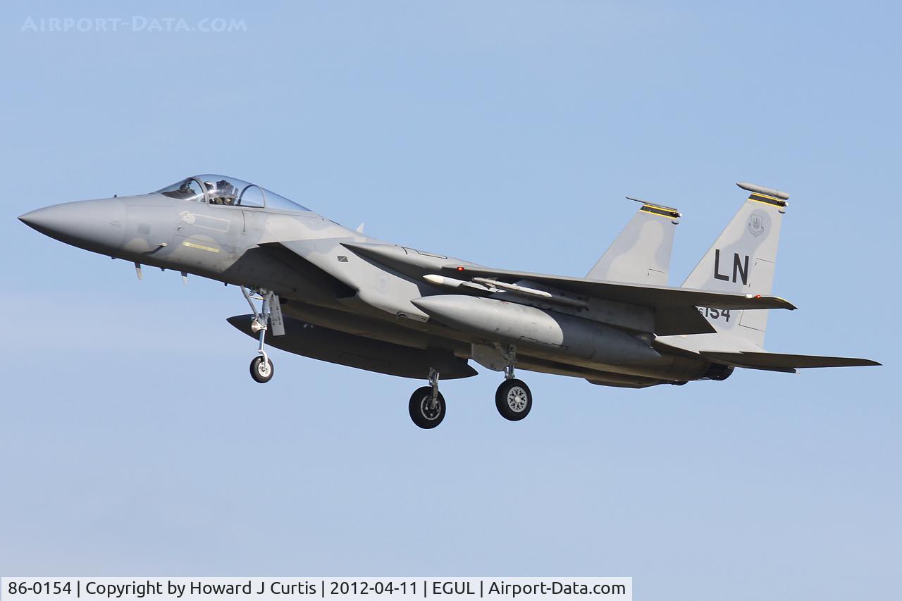 86-0154, 1986 McDonnell Douglas F-15C Eagle C/N 1001/C382, Operated by 493rd FS/48th FW, based here.