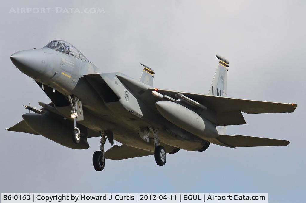 86-0160, 1986 McDonnell Douglas F-15C Eagle C/N 1007/C388, Operated by 493rd FS/48th FW, based here.