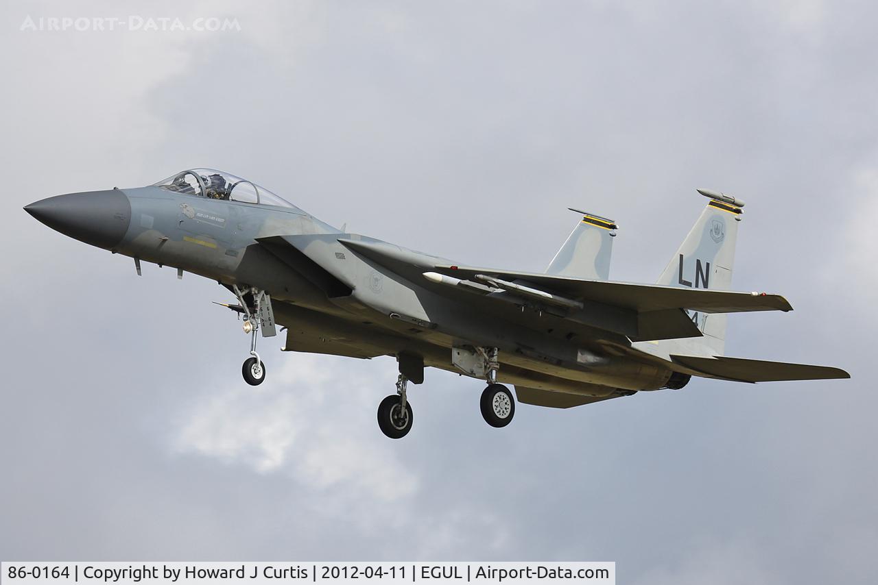 86-0164, 1986 McDonnell Douglas F-15C Eagle C/N 1011/C392, Operated by 493rd FS/48th FW, based here.
