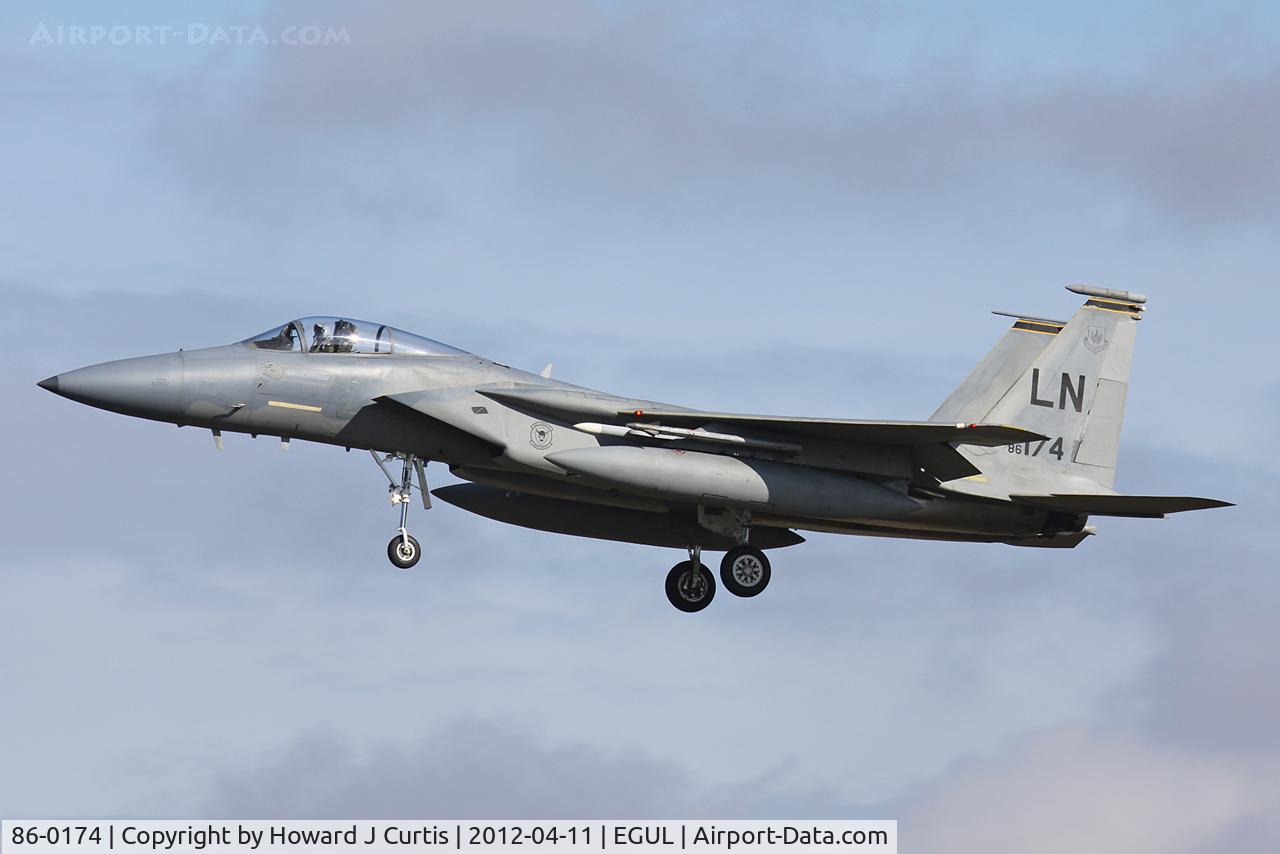 86-0174, 1986 McDonnell Douglas F-15C Eagle C/N 1024/C402, Operated by 493rd FS/48th FW, based here.