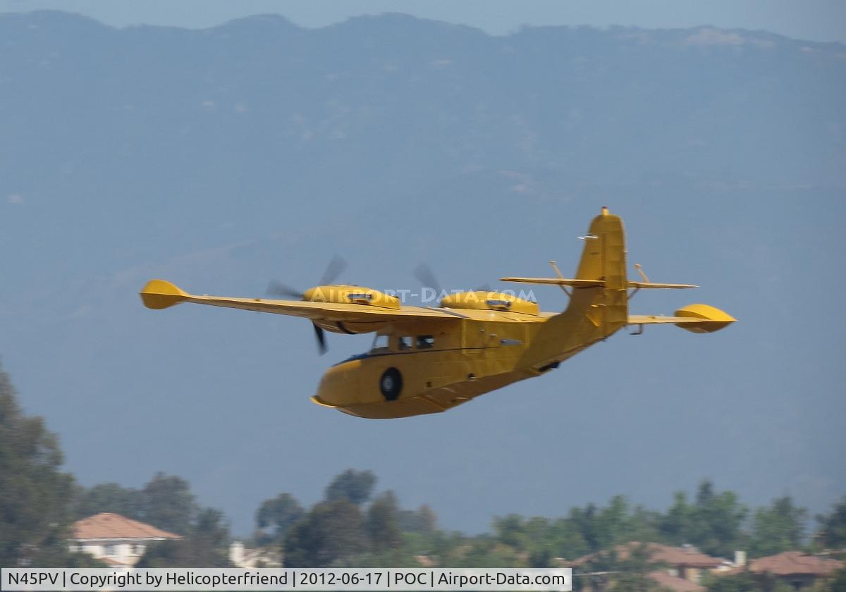N45PV, 1944 Grumman G-44 Widgeon C/N 1380, Making a low, high speed pass and her 2 Six-cylinder air-cooled geared supercharged horizontally opposed engine were singing as she passed