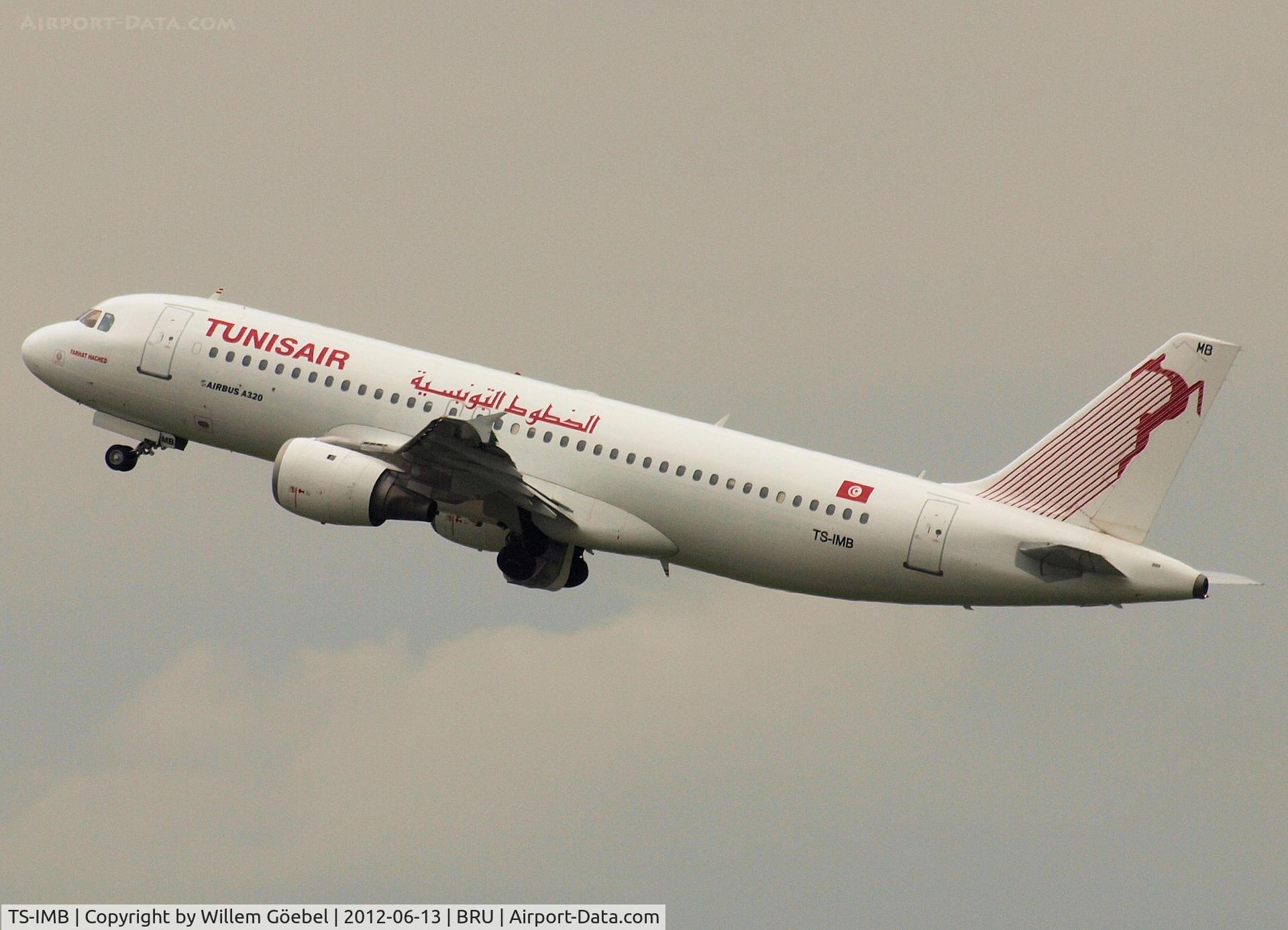 TS-IMB, 1990 Airbus A320-211 C/N 0119, Take off from Brussel Airport