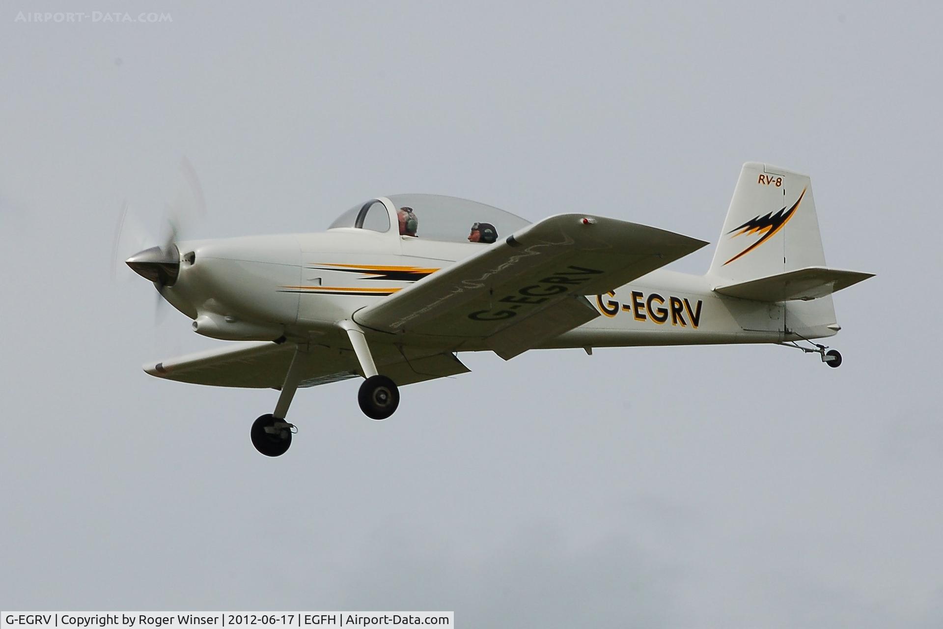 G-EGRV, 2007 Vans RV-8 C/N PFA 303-13639, Resident Vans RV-8 finals Runway 28. Previously registered G-PHMG.