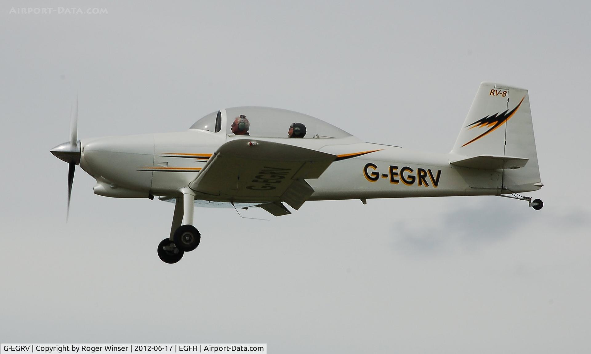 G-EGRV, 2007 Vans RV-8 C/N PFA 303-13639, Resident Vans RV-8 finals Runway 28. Previously registered G-PHMG.