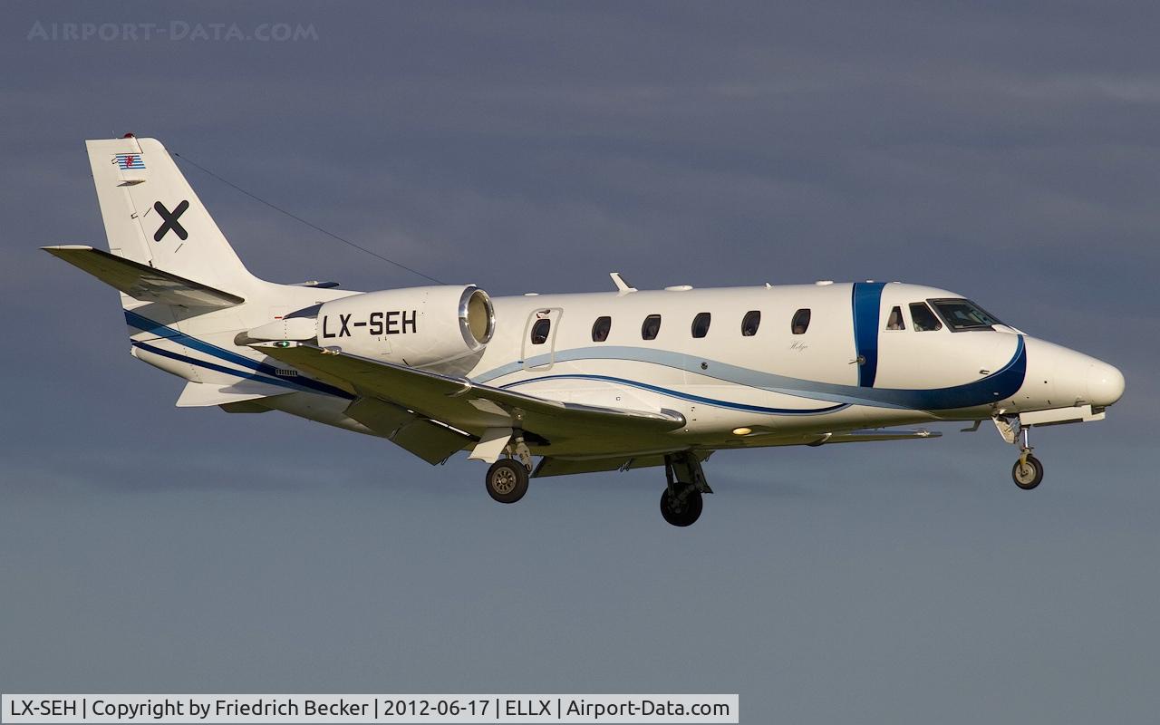 LX-SEH, 2008 Cessna 560XLS Citation Excel C/N 560-5755, on final RW24