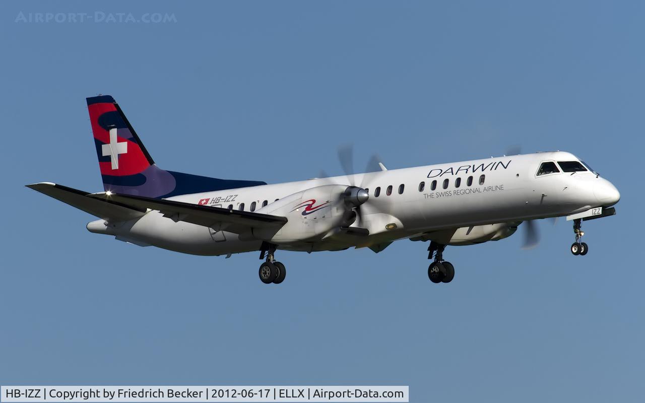 HB-IZZ, 1997 Saab 2000 C/N 2000-048, on final RW24