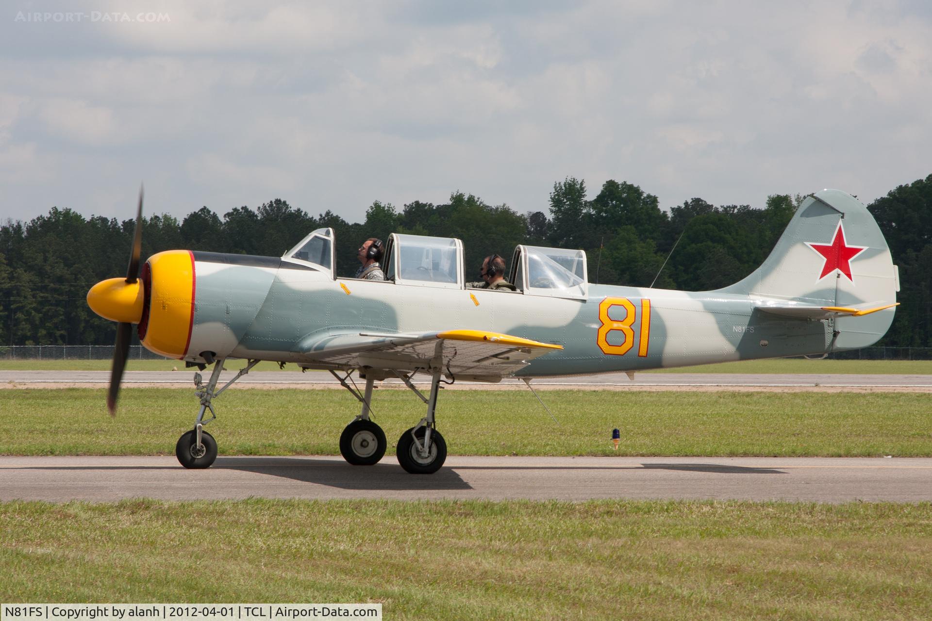 N81FS, 1993 Yakovlev Yak-52 C/N 9311704, visitor at Tuscaloosa Regional Airshow, 2012