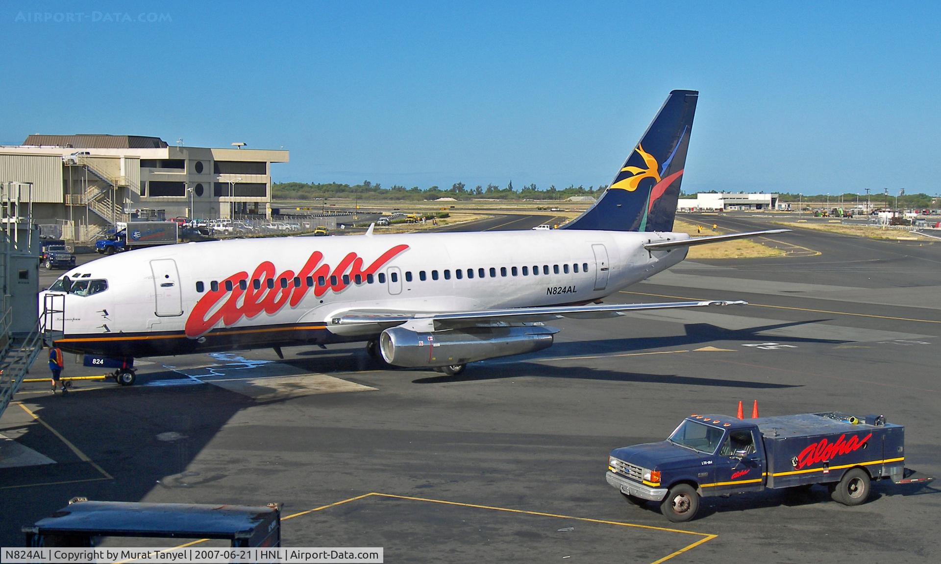 N824AL, 1983 Boeing 737-282 C/N 23045, Parked at Honolulu International Airport.