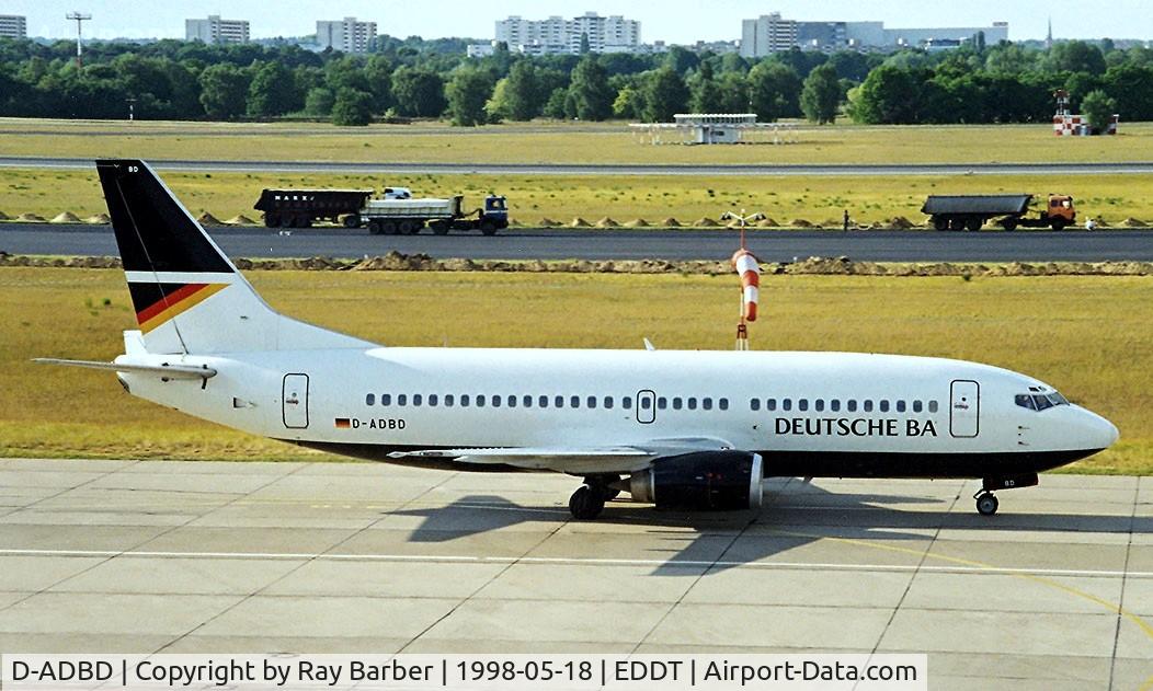 D-ADBD, 1992 Boeing 737-3L9 C/N 27061, Boeing 737-3L9 [27061] (Deutsche BA) Berlin-Tegel~D 18/05/1998. Taxing in.