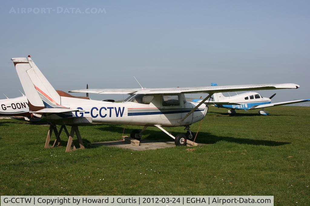 G-CCTW, 1977 Cessna 152 C/N 152-79882, Privately owned. Notice the trestle to support the engineless aircraft.