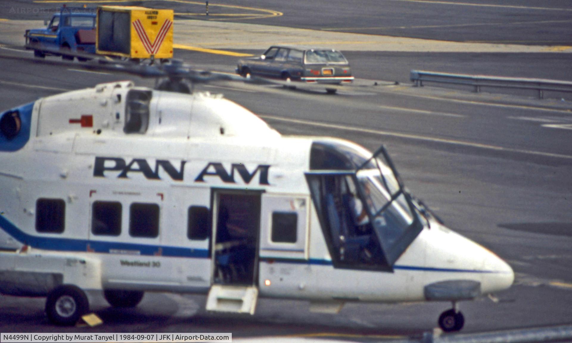 N4499N, 1984 Westland WG-30-100 C/N 011, Sept. '84: A Pan Am Westland 30 waiting for passengers at JFK.