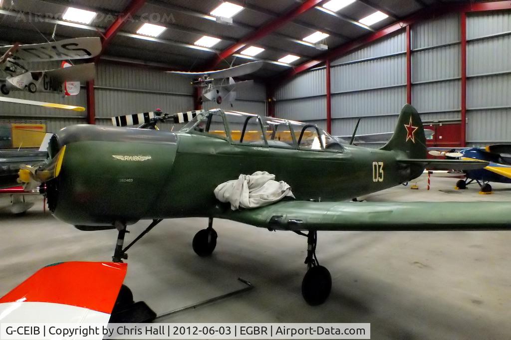 G-CEIB, 1958 Yakovlev Yak-18A C/N 1160403, at Breighton Aerodrome, North Yorkshire