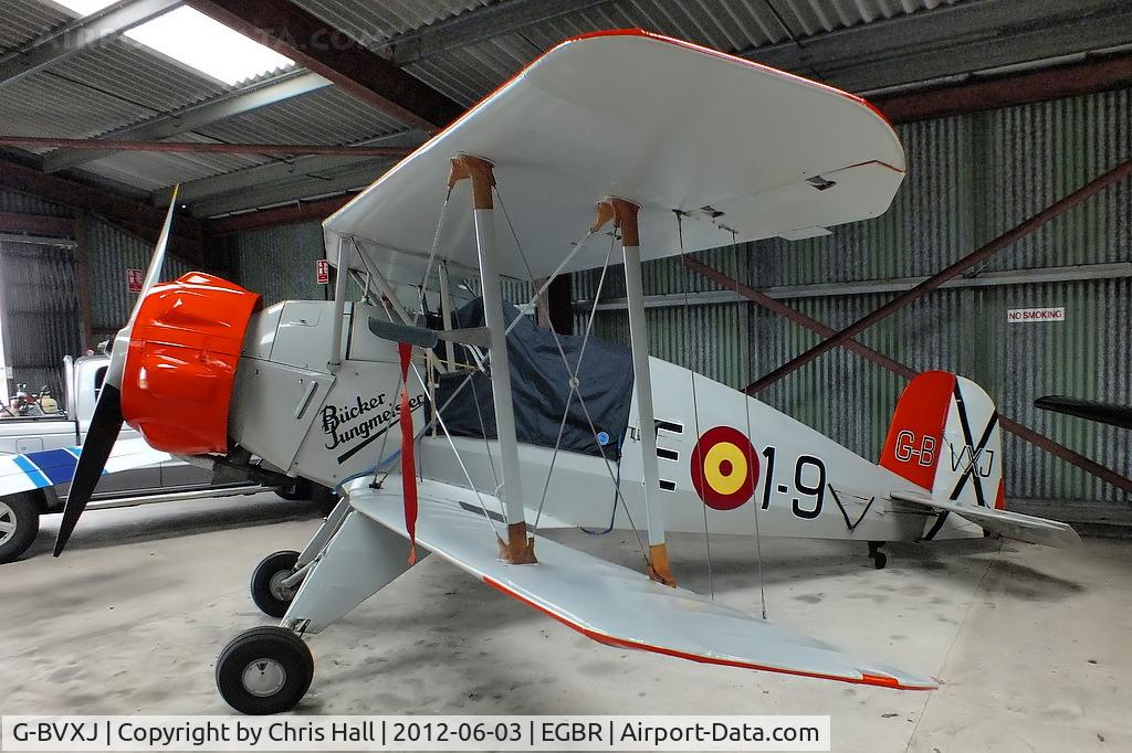 G-BVXJ, 1937 Bucker Bu-133C Jungmeister C/N E-19, at Breighton Aerodrome, North Yorkshire