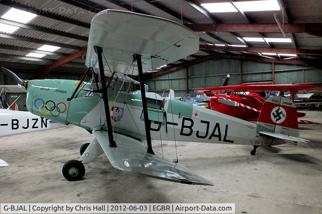 G-BJAL, 1957 Bucker 1-131E Jungmann C/N 1028, at Breighton Aerodrome, North Yorkshire