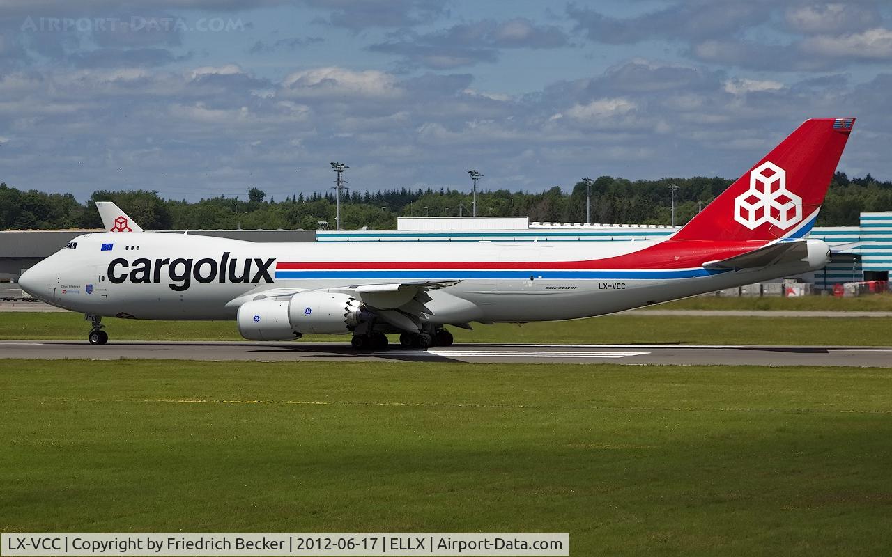 LX-VCC, 2010 Boeing 747-8R7F C/N 35807, departure via RW24
