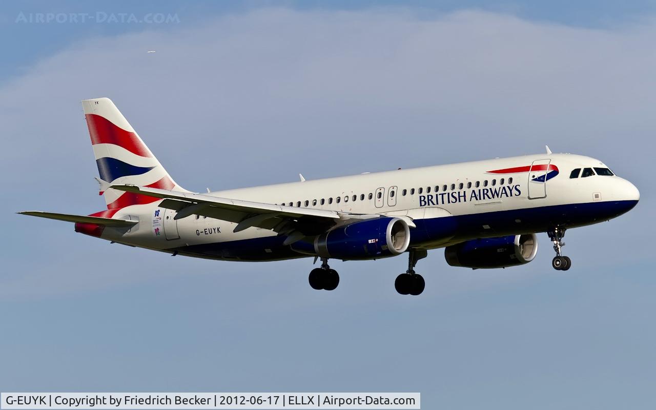 G-EUYK, 2010 Airbus A320-232 C/N 4551, on final RW24