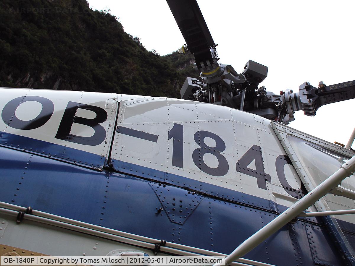 OB-1840P, 1963 Sikorsky H-34GT III Choctaw C/N 58-1672, When we climbed this helicopter after the pilot had invited us to look around we couldn't guess that it would be destroyed in a crash only 40 days later.
Seen at Helipuerto el Rocotal near Machu Picchu, Peru.