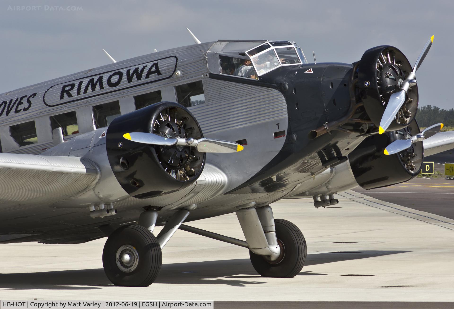 HB-HOT, 1939 Junkers Ju-52/3m g4e C/N 6595, Awaiting engine start on stand.