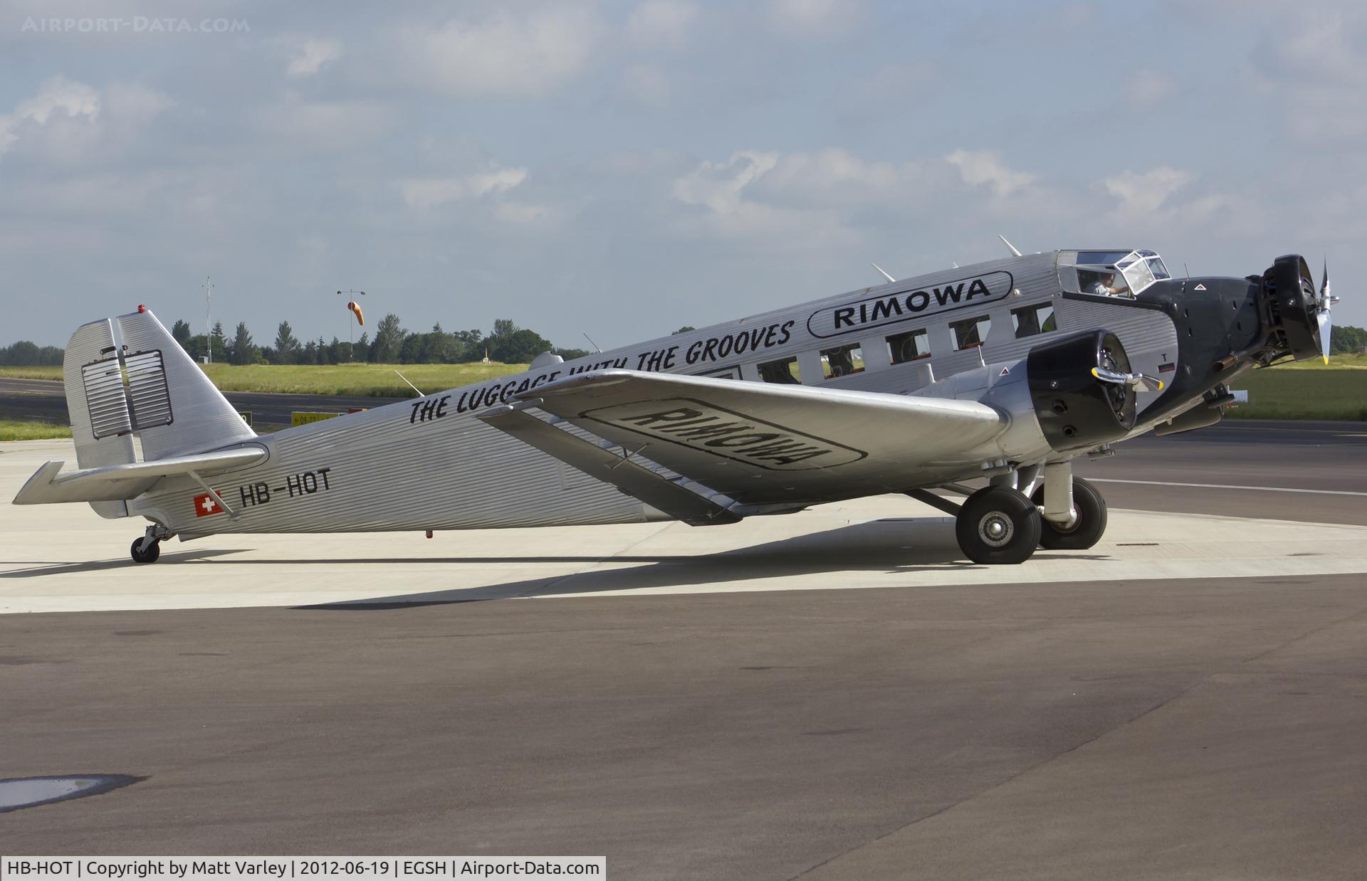 HB-HOT, 1939 Junkers Ju-52/3m g4e C/N 6595, Sat in the morning sun at SaxonAir.