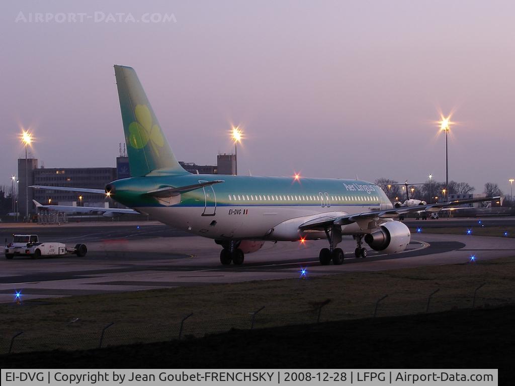 EI-DVG, 2007 Airbus A320-214 C/N 3318, AER LINGUS by night departure to Dublin