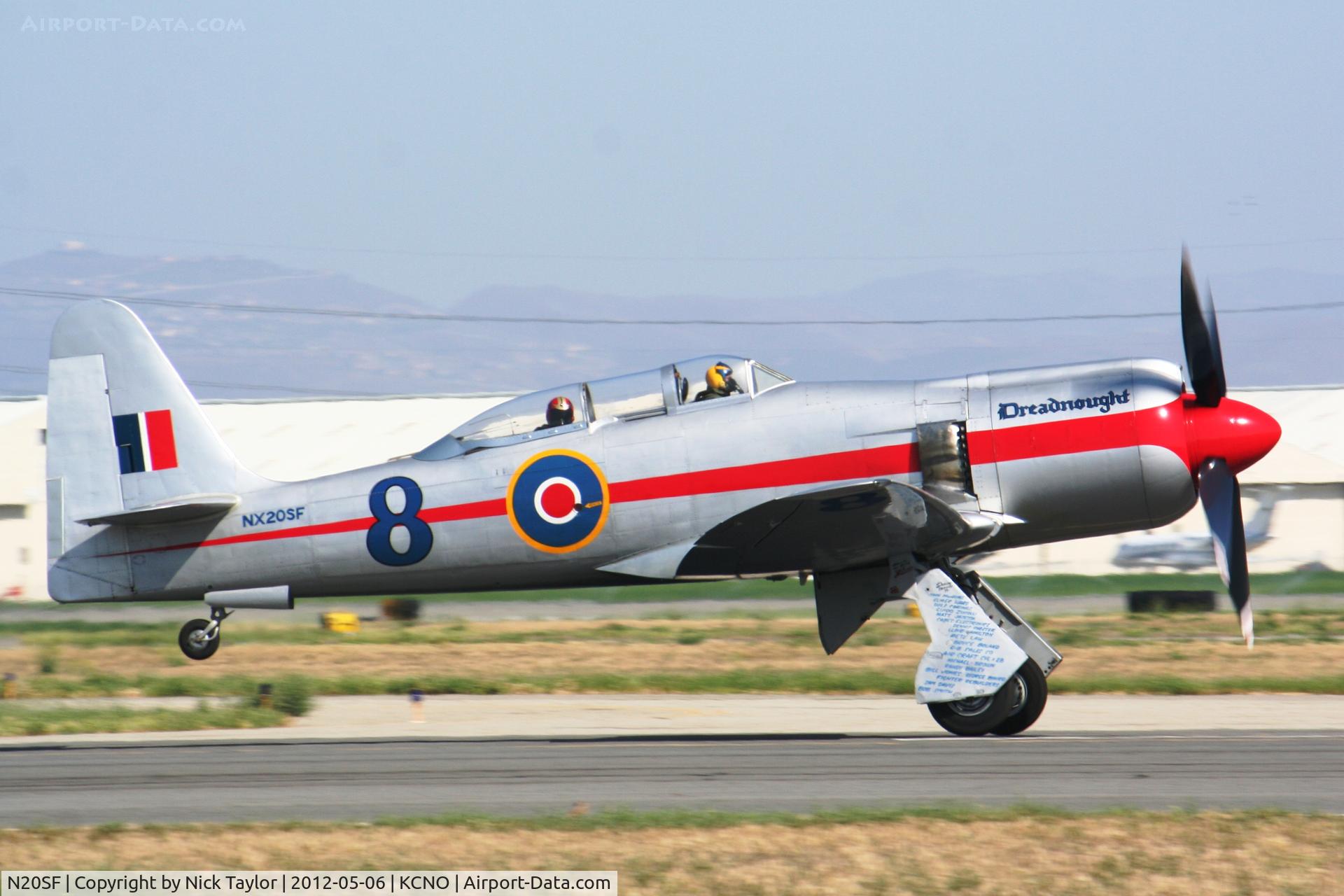 N20SF, 1956 Hawker Sea Fury T.20 C/N ES.9505, Dreadnought departing for home