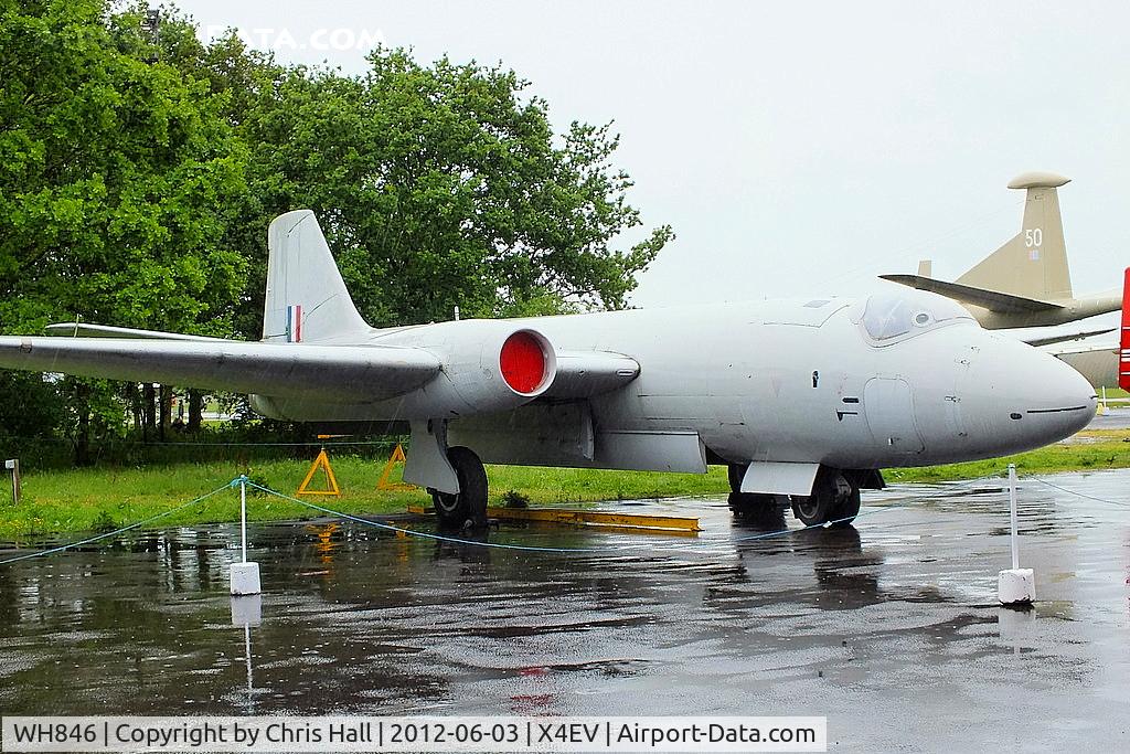 WH846, English Electric Canberra T.4 C/N EEP71290, The Museum's Canberra T4 was with 231 OCU, then 3 Squadron at Geilenkirchen, on the Station Flight at Laarbruch and with 100 Squadron at Wyton, until storage at St Athan in 1977. It was in storage at Samlesbury before coming to Elvington in May 1988.