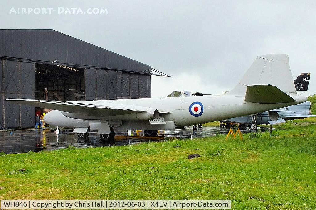 WH846, English Electric Canberra T.4 C/N EEP71290, The Museum's Canberra T4 was with 231 OCU, then 3 Squadron at Geilenkirchen, on the Station Flight at Laarbruch and with 100 Squadron at Wyton, until storage at St Athan in 1977. It was in storage at Samlesbury before coming to Elvington in May 1988.