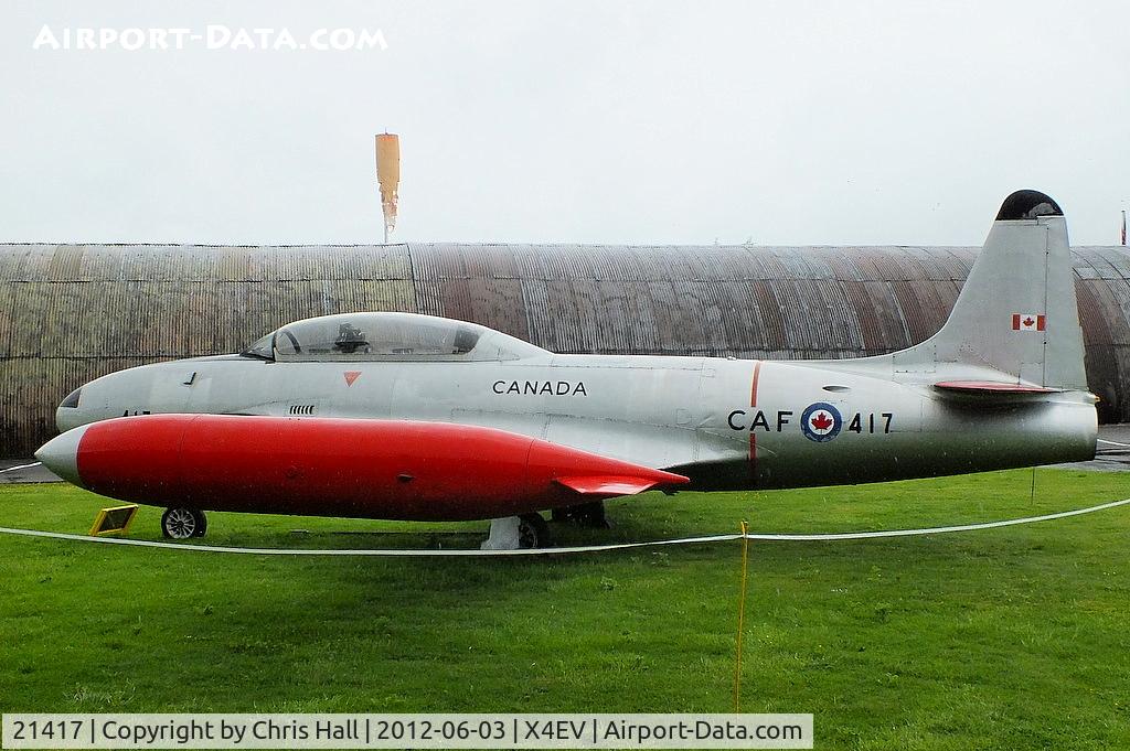 21417, Canadair CT-133 Silver Star 3 C/N T33-417, Canadair CT-133 Silver Star. This aircraft was one of 636 jet trainers built under licence by Canadair for the Royal Canadian Air Force, from 1952. It was used as an instrument flight trainer whilst in service with the Canadian forces in Germany.