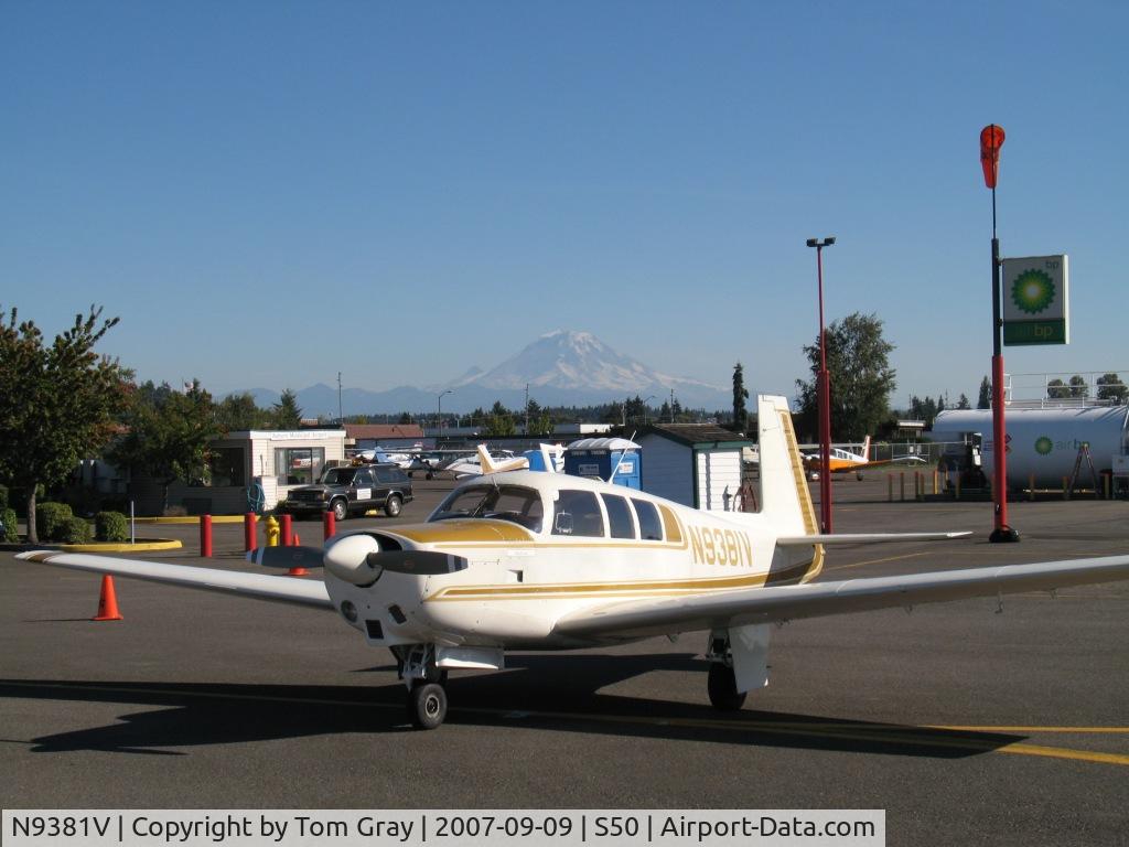 N9381V, 1969 Mooney M-20G Statesman C/N 700002, Auburn with Rainier in Background