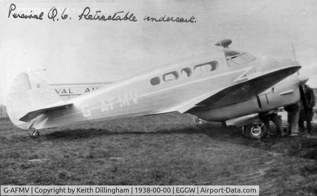 G-AFMV, Percival P-16 Q-6 Petrel C/N Q37, Seen at Percival Aircraft, Luton Airport, circa 1938.