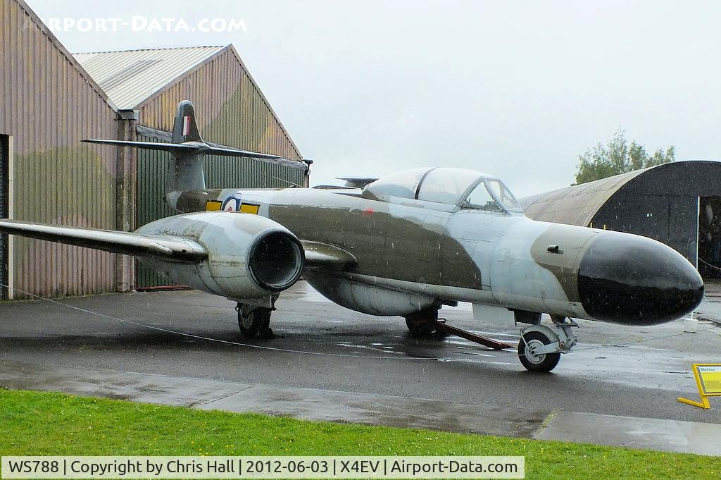 WS788, 1954 Gloster Meteor NF(T).14 C/N Not found WS788, The Museum's aircraft was built at Bagington, Coventry, in February 1954. In July 1954, it was issued to 152 Squadron at Wattisham. It served with the No.1 Air Navigation School at Thorney Island and later at No.2 School at Stradishall