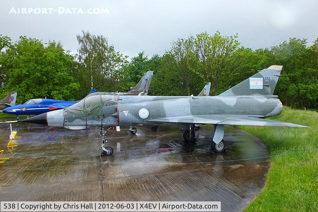 538, Dassault Mirage IIIE C/N 538, Dassault Mirage IIIE 538, was presented to the Museum by the French Air Force. It had been flown in 1972 by Museum member, Colonel Denis Turina, whose father flew from Elvington in the Second World War. The aircraft last flew in 1993.