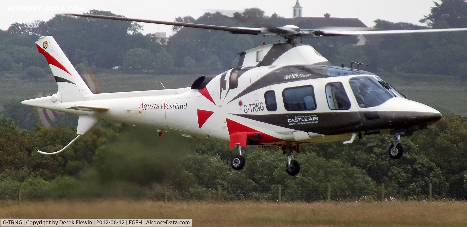 G-TRNG, 2002 Agusta A-109E Power C/N 11156, Hovered but did not land at EGFH.