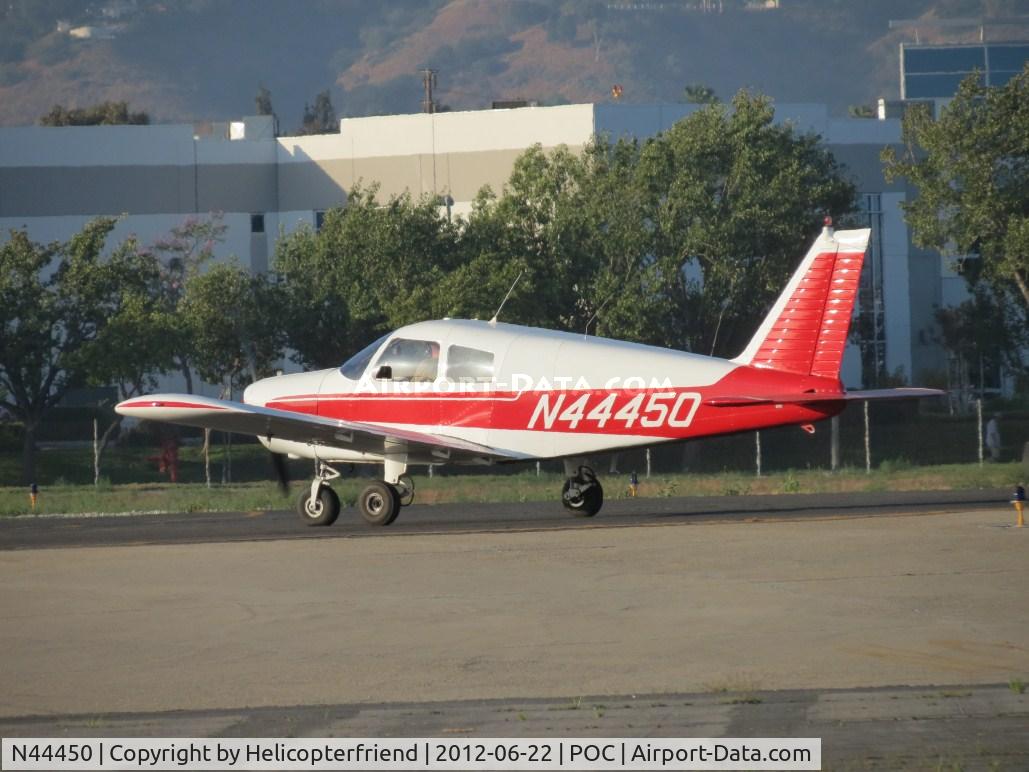 N44450, 1974 Piper PA-28-140 Cherokee Cruiser C/N 28-7425412, Preflighting getting ready to take off on 26L