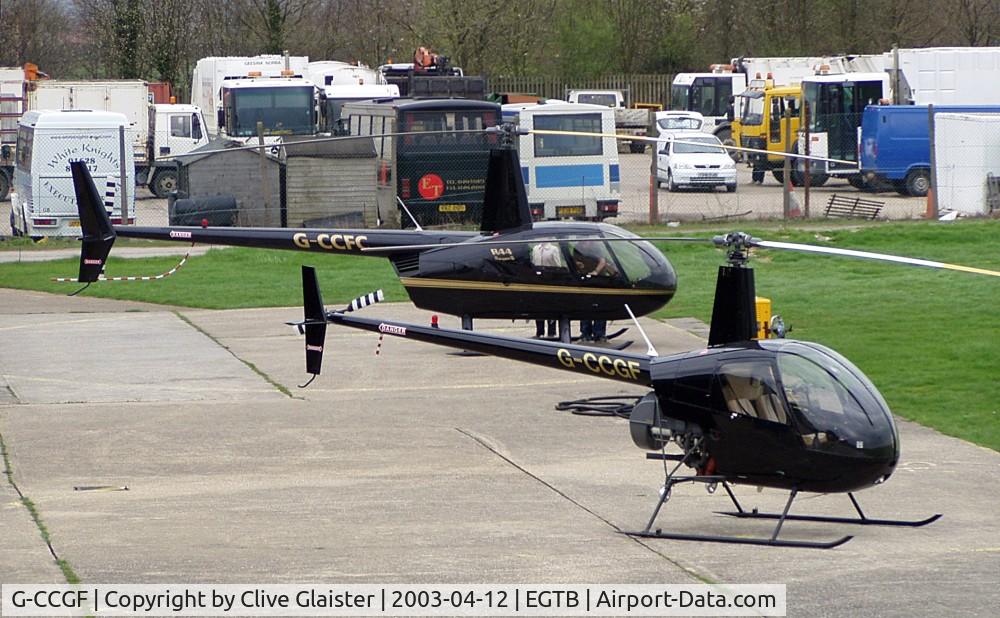 G-CCGF, 2003 Robinson R22 Beta C/N 3454, Originally owned to, Coin UK Ltd in June 2003. Owned to, Ground Effect Ltd since August 2004 and currently with, Multiflight Ltd since May 2009.