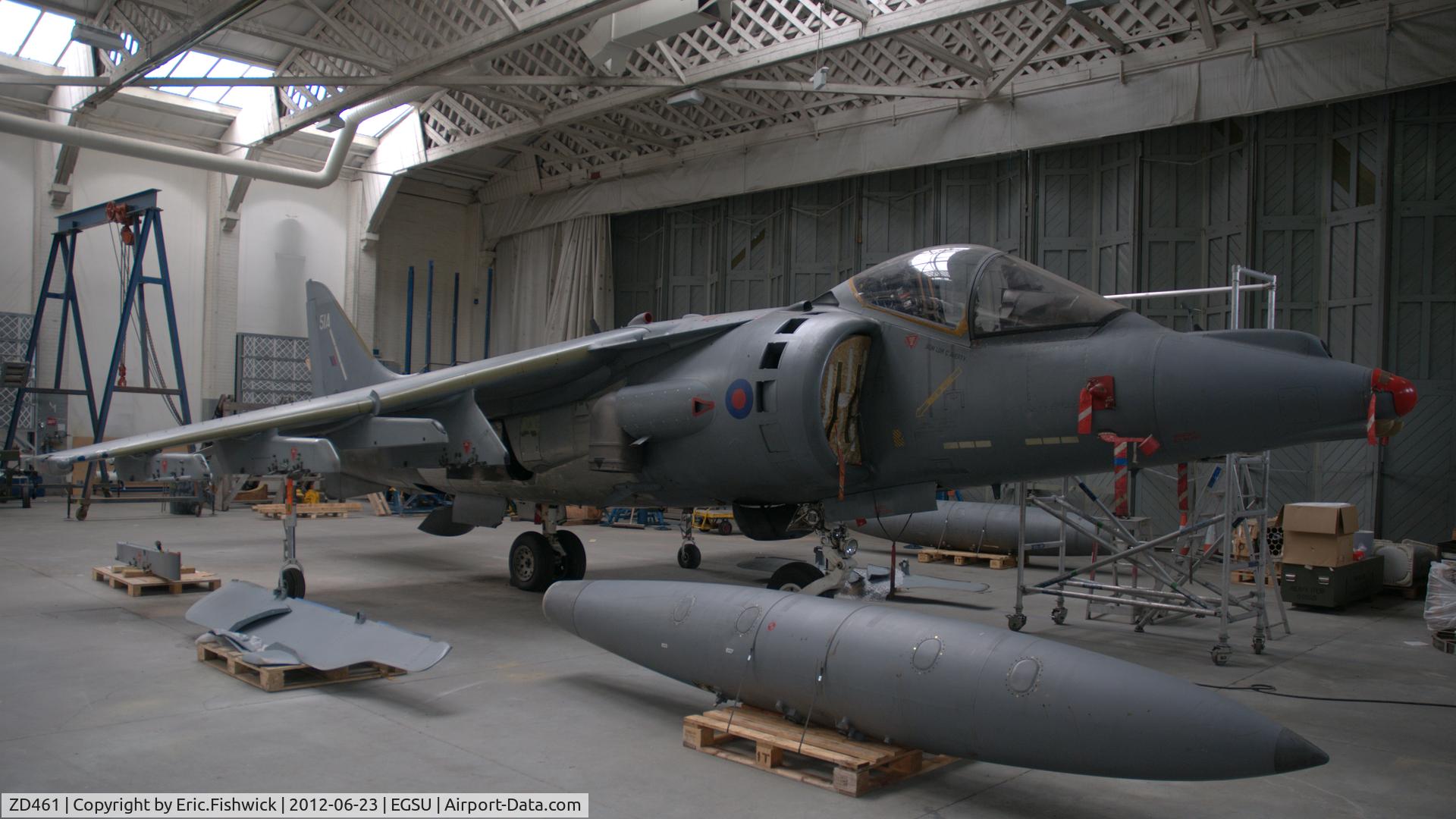 ZD461, 1989 British Aerospace Harrier GR.9 C/N P51, 3. ZD461 - recent arrival at the Imperial War Museum, Duxford.