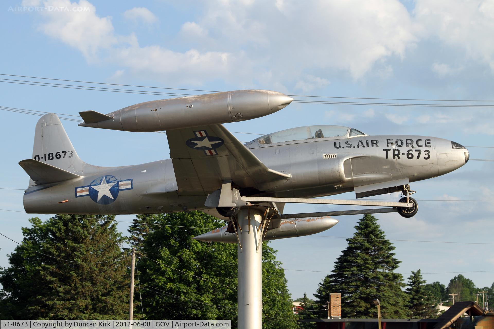 51-8673, 1951 Lockheed T-33A Shooting Star C/N 580-6457, At the Grayling downtown legion one mile from the AAF