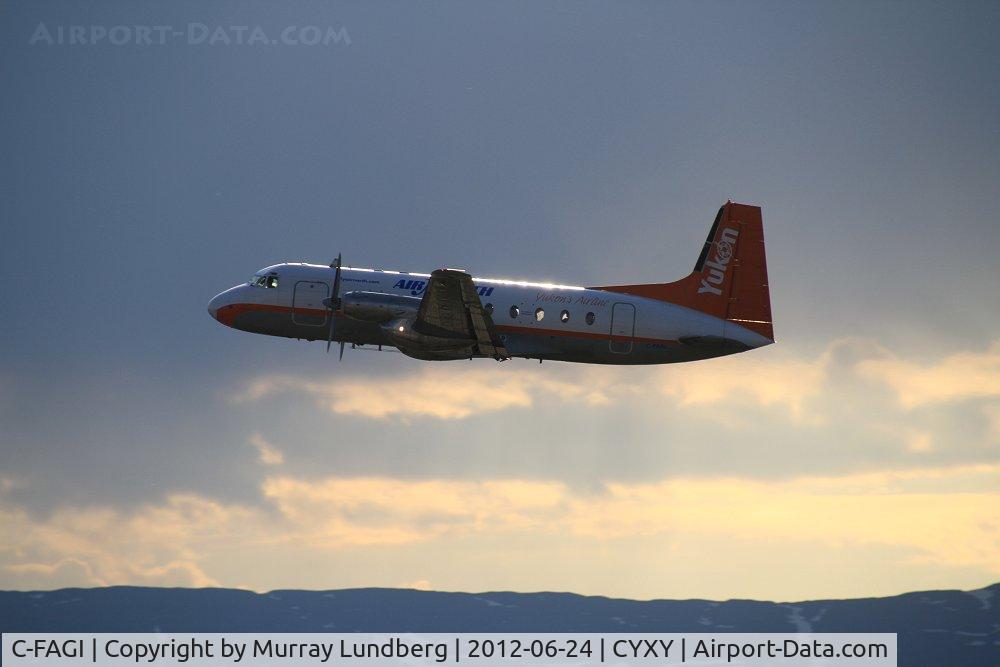 C-FAGI, 1971 Hawker Siddeley HS.748 Series 2A C/N 1699, Departing from Whitehorse at 07:03