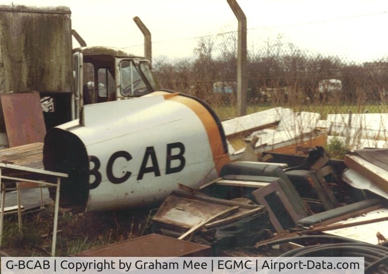 G-BCAB, 1973 Socata MS.894A Rallye Minerva 220 C/N 12098, Taken late 70s at the back of the Southend Historic Aircraft Museum.