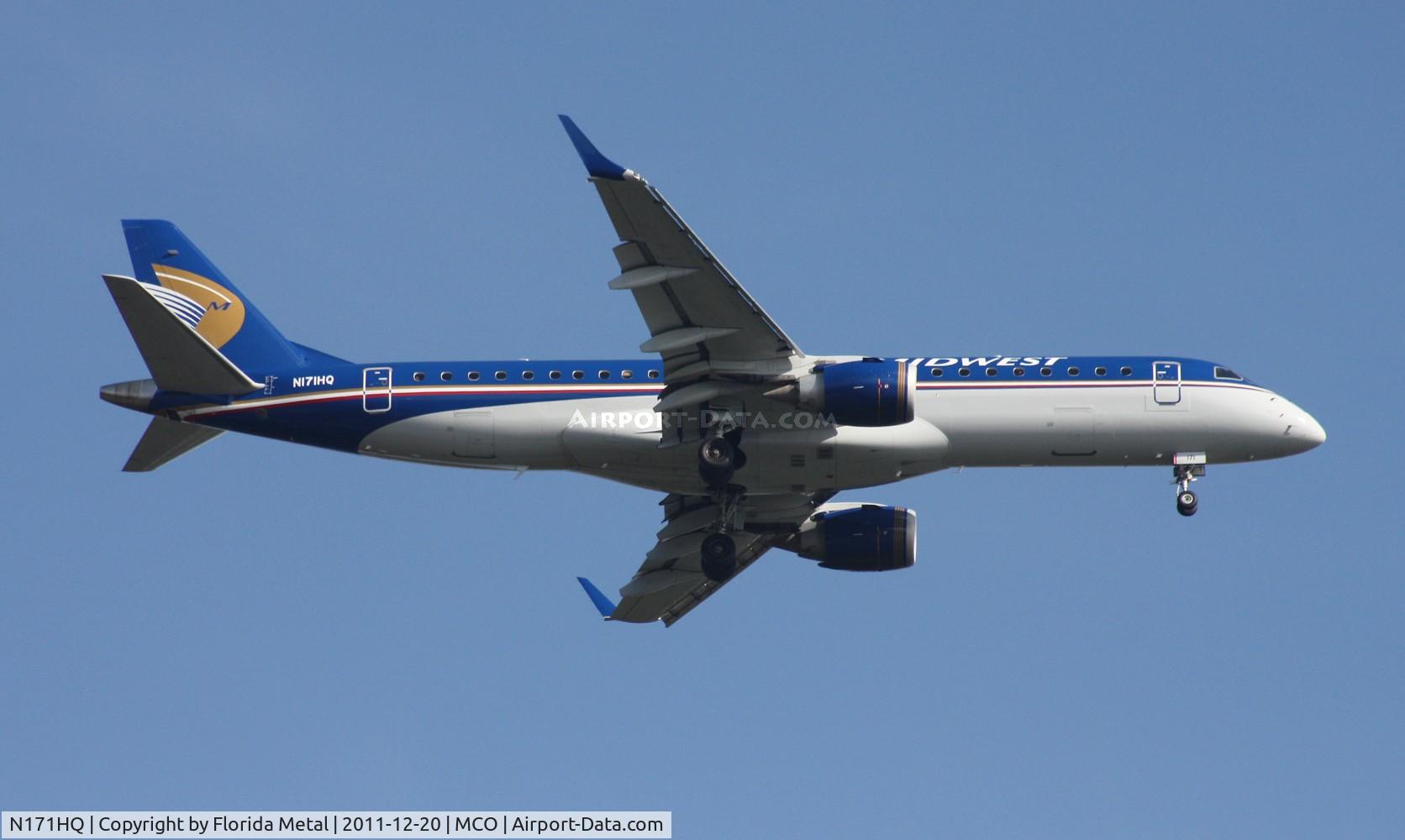 N171HQ, 2008 Embraer 190AR (ERJ-190-100IGW) C/N 19000197, Midwest E190