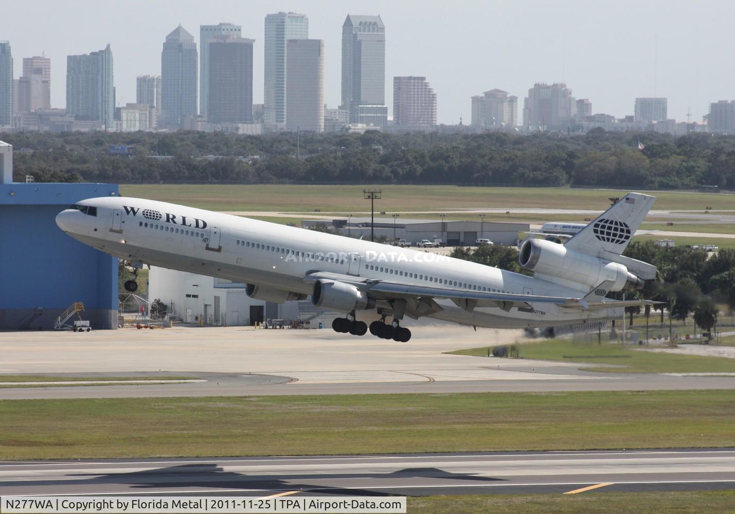 N277WA, 1995 McDonnell Douglas MD-11 C/N 48743, Downtown Tampa with World MD-11
