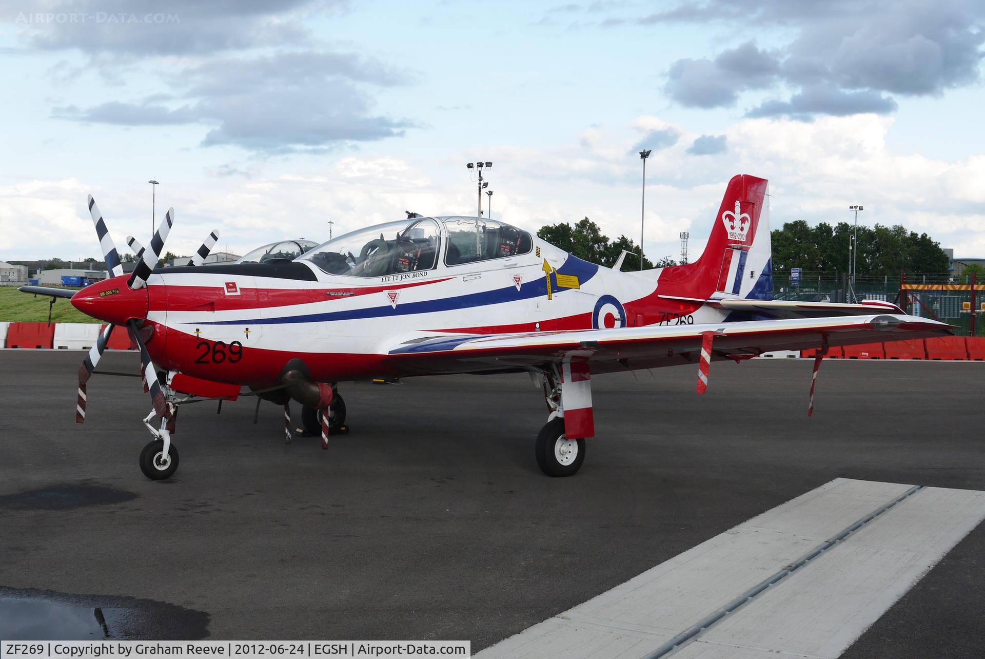 ZF269, 1991 Short S-312 Tucano T1 C/N S070/T53, Parked at Norwich.