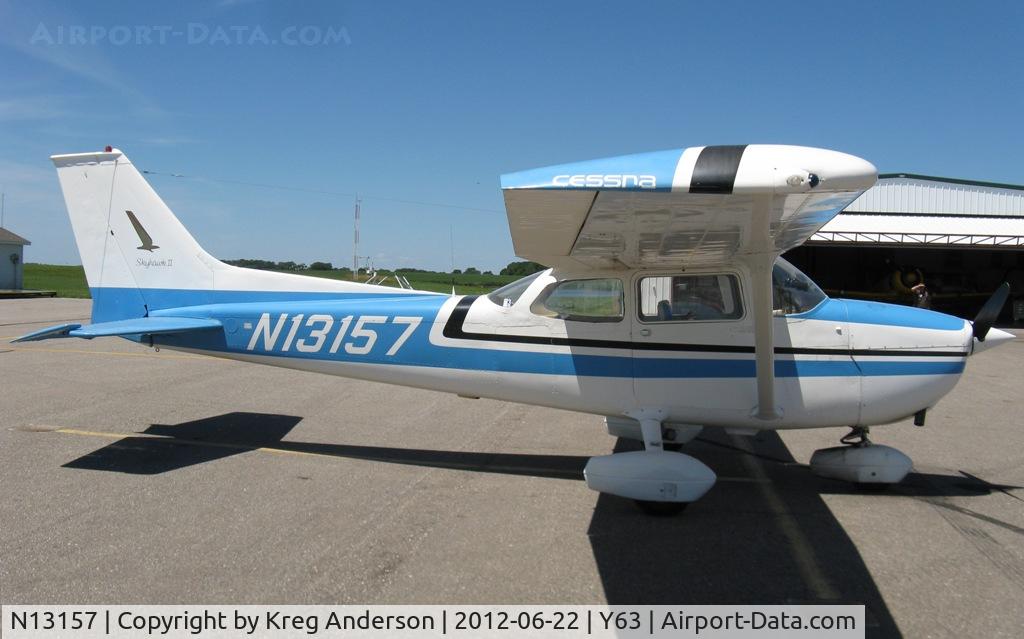 N13157, 1973 Cessna 172M C/N 17262536, Cessna 172M Skyhawk on the line in Elbow Lake, MN.
