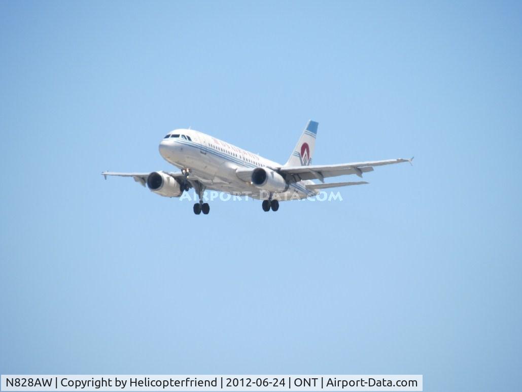 N828AW, 2001 Airbus A319-132 C/N 1552, US Aiways still in American West scheme on 1/2 mile final for 26R