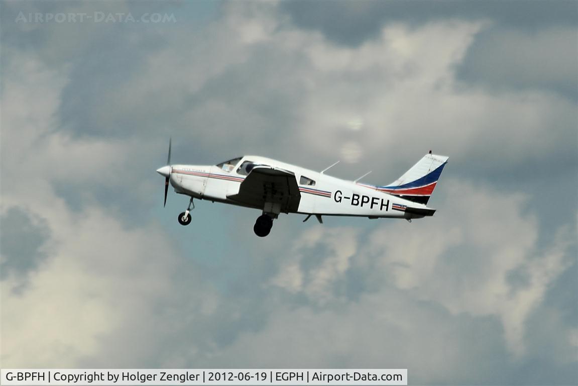 G-BPFH, 1981 Piper PA-28-161 Cherokee Warrior II C/N 28-8116201, Take-off in front of a dramatically sky.....