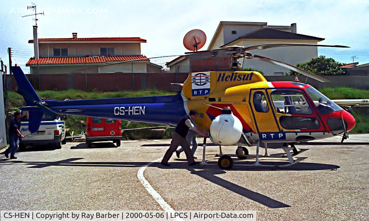 CS-HEN, 1985 Aerospatiale AS-350BA Ecureuil C/N 1845, Aerospatiale AS.350BA Ecureuil [1845] Cascais~CS 06/05/2000. Seen here being pushed out for flight.