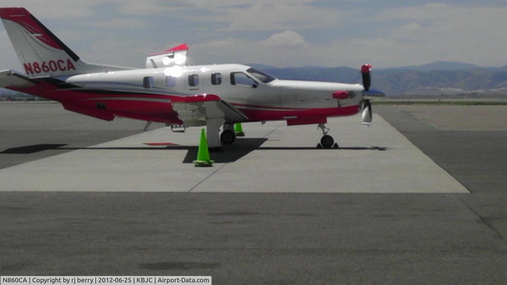 N860CA, Socata TBM-700 C/N 596, Parked on the ramp at rocky mountain view municipal airport