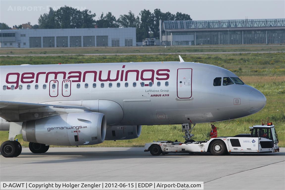 D-AGWT, 2012 Airbus A319-132 C/N 5043, A brand new Germanwings aircraft headed west on apron 1......
