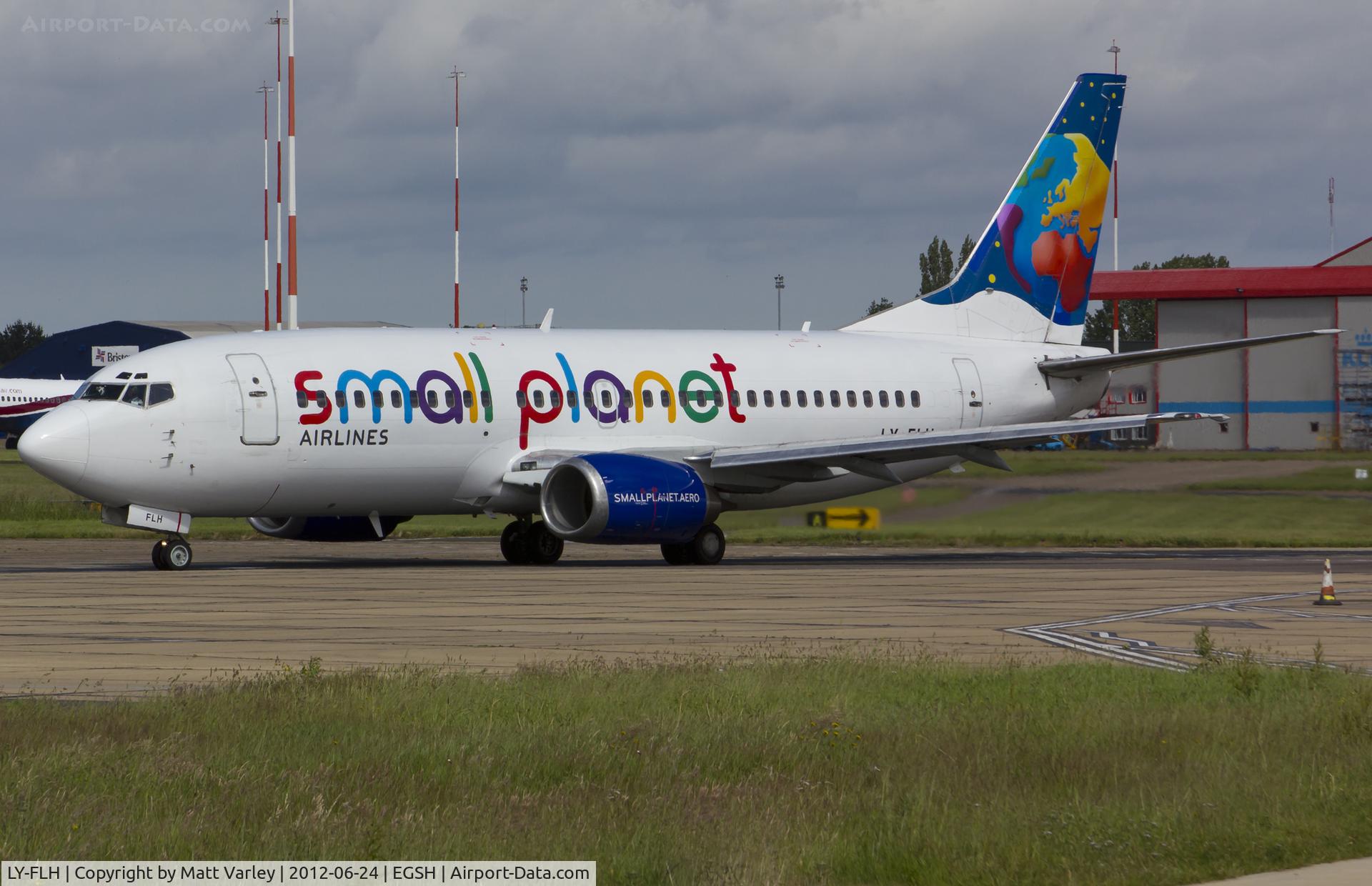 LY-FLH, 1992 Boeing 737-382 C/N 25161, About to depart EGSH.