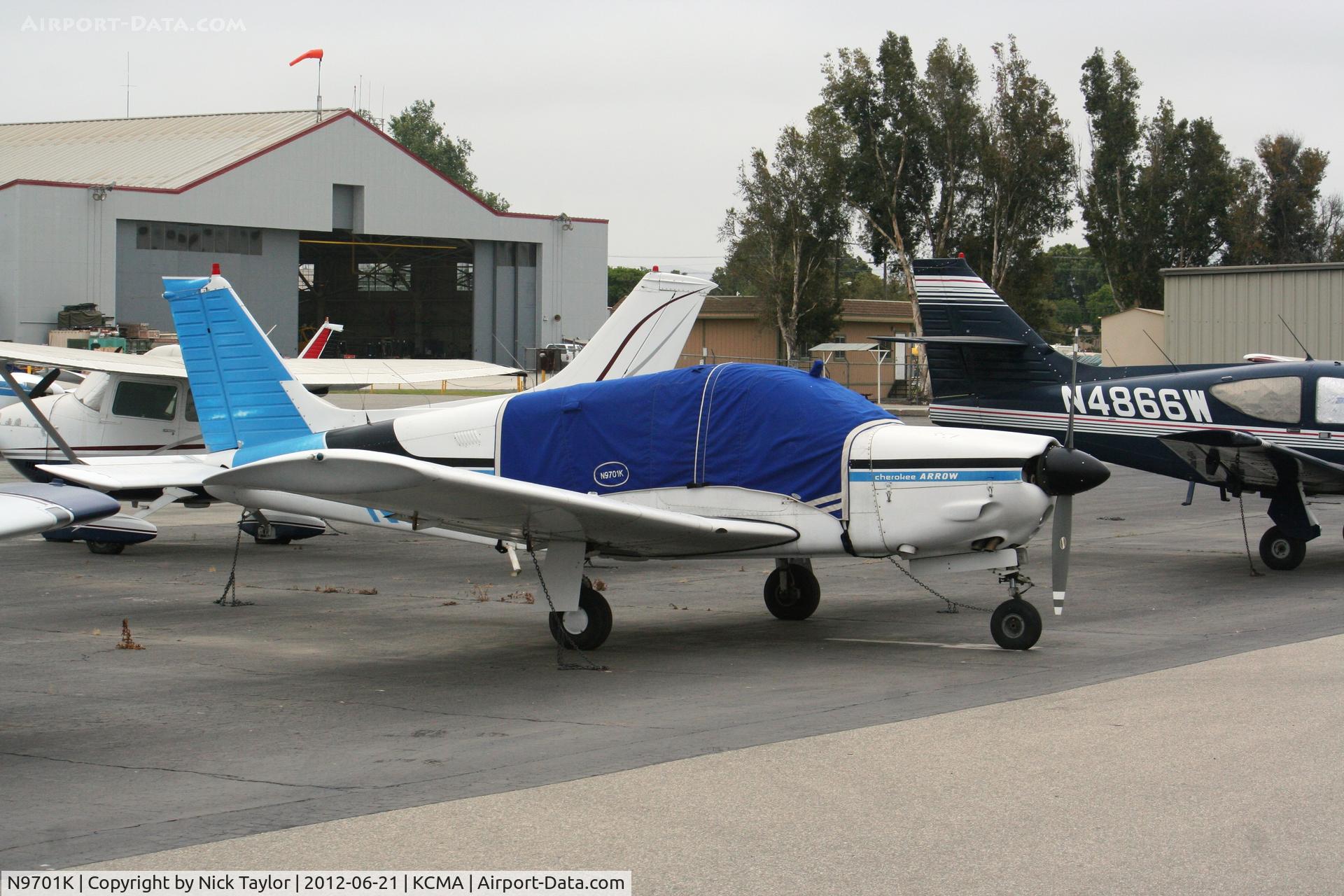 N9701K, 1976 Piper PA-28R-200 C/N 28R-7635257, Parked by the wash rack